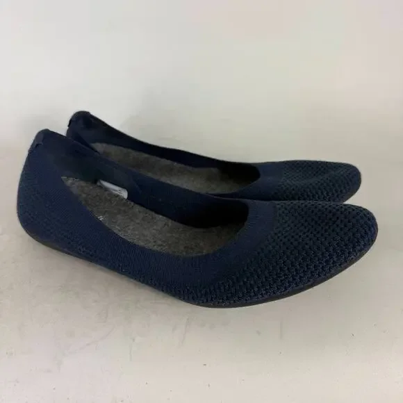 Allbirds Tree Breezers Ballet Flats Women's 8.5 Navy Blue Knit Slip-On Comfort - Picture 2 of 10